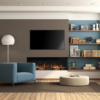 Modern living room with fireplace